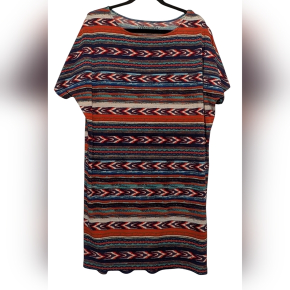 Wrangler Shirt Dress Southwestern Print Multicolor Size Large Short Sleeves - Picture 1 of 7